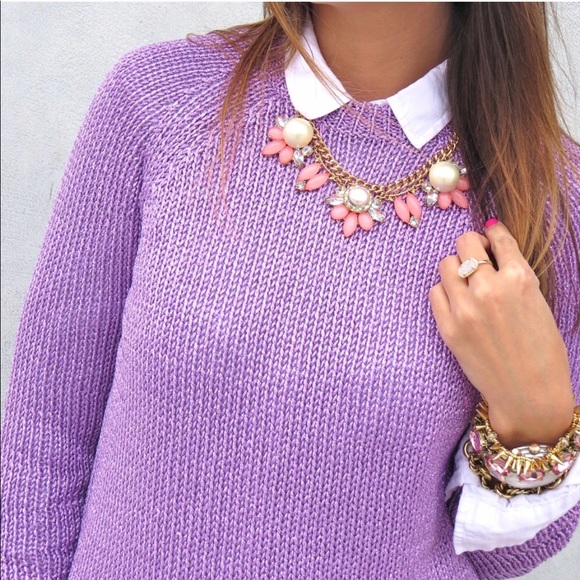 J Crew Purple Metallic Sweater Sparkly 